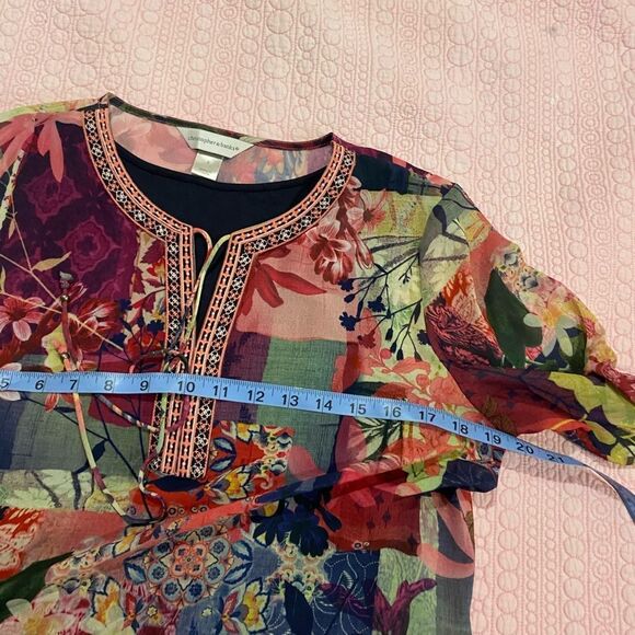 NWOT Christopher & Banks Multicolored Boho Hippie Top - Picture 7 of 10